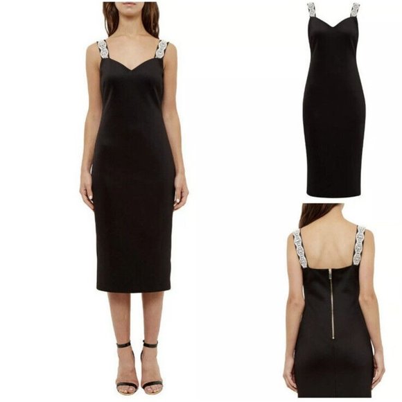 Ted Baker Dresses & Skirts - Ted Baker Mally Black Embellished Strap Dress